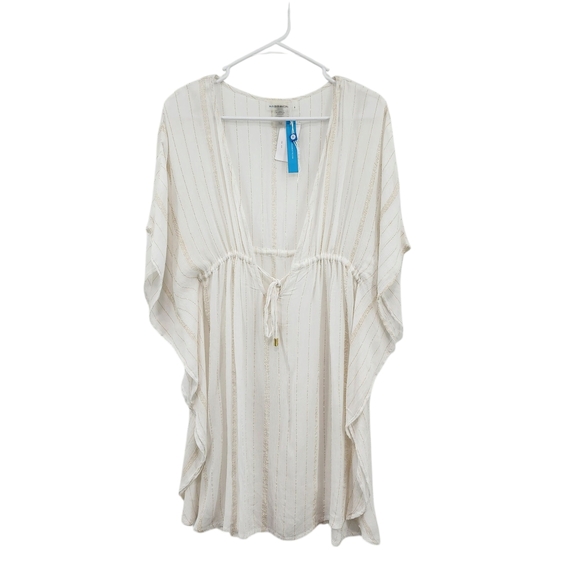 Bleu Rod Beattie Women's Metallic Caftan Cover Up Swimsuit White Sz S - Picture 1 of 8